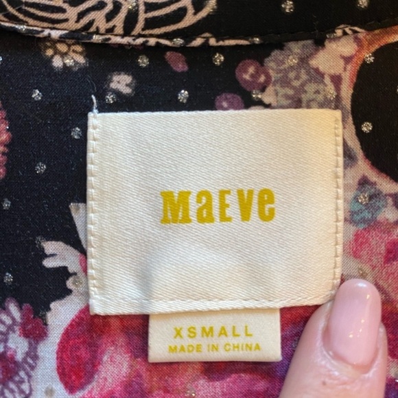 Maeve Anthropologie Floral Button Down With Shirttail Hem - Picture 9 of 10